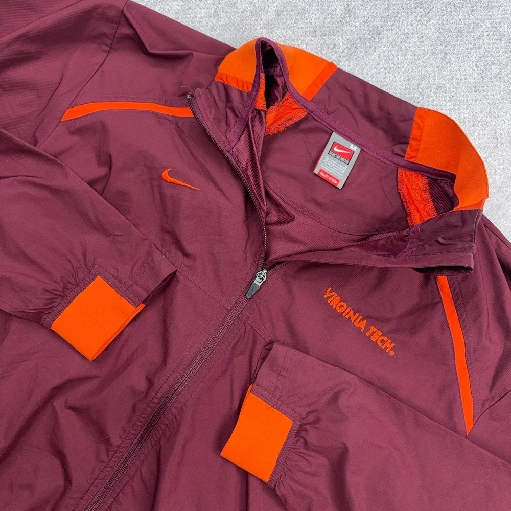 Virginia Teck Hokies Jacket Men Medium Full Zip Windbreaker Nike Fit Storn Y2K